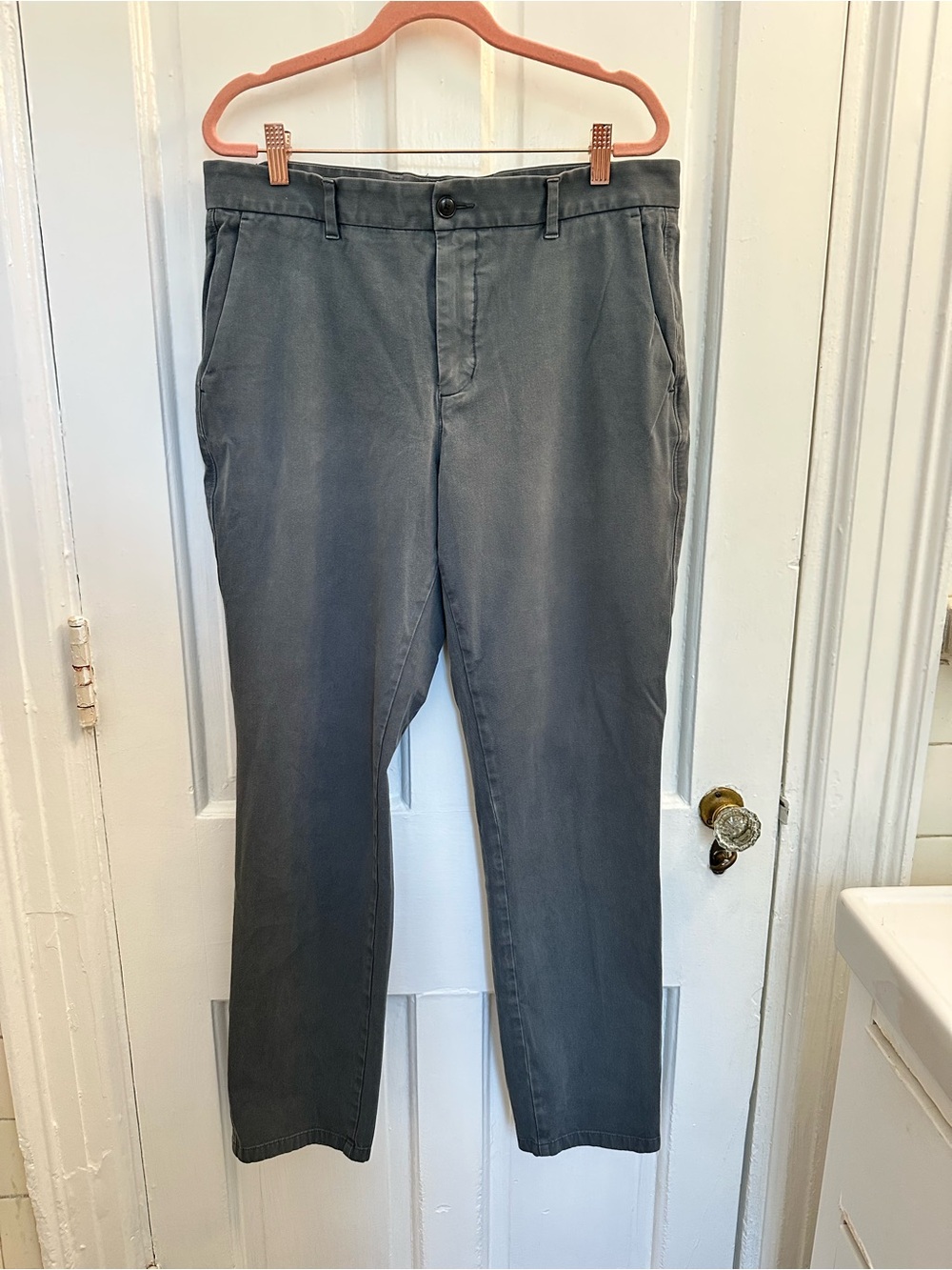 Men's Blue Gray Casual Pants - Classic Straight Fit